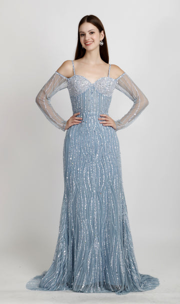 Off-Shoulder Kjole Lyseblå