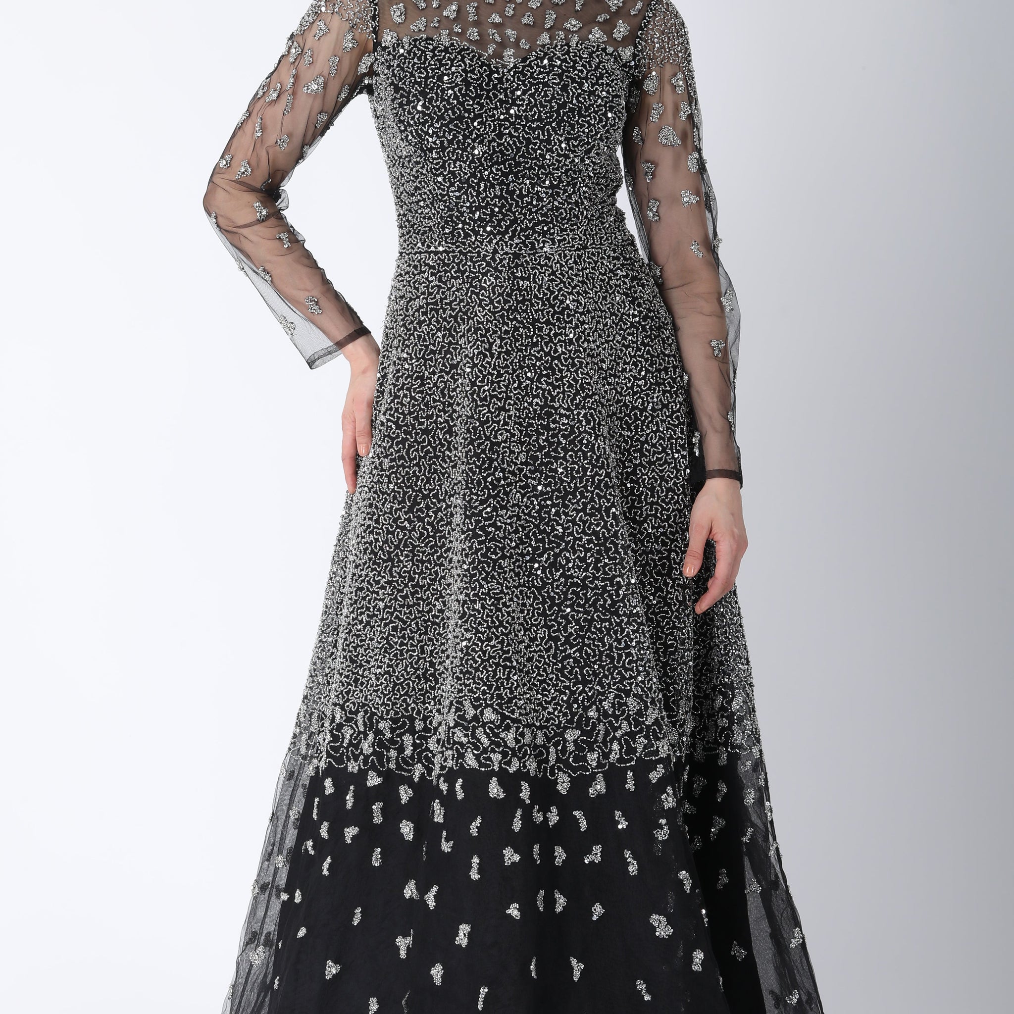 Beaded Dress Aline Black