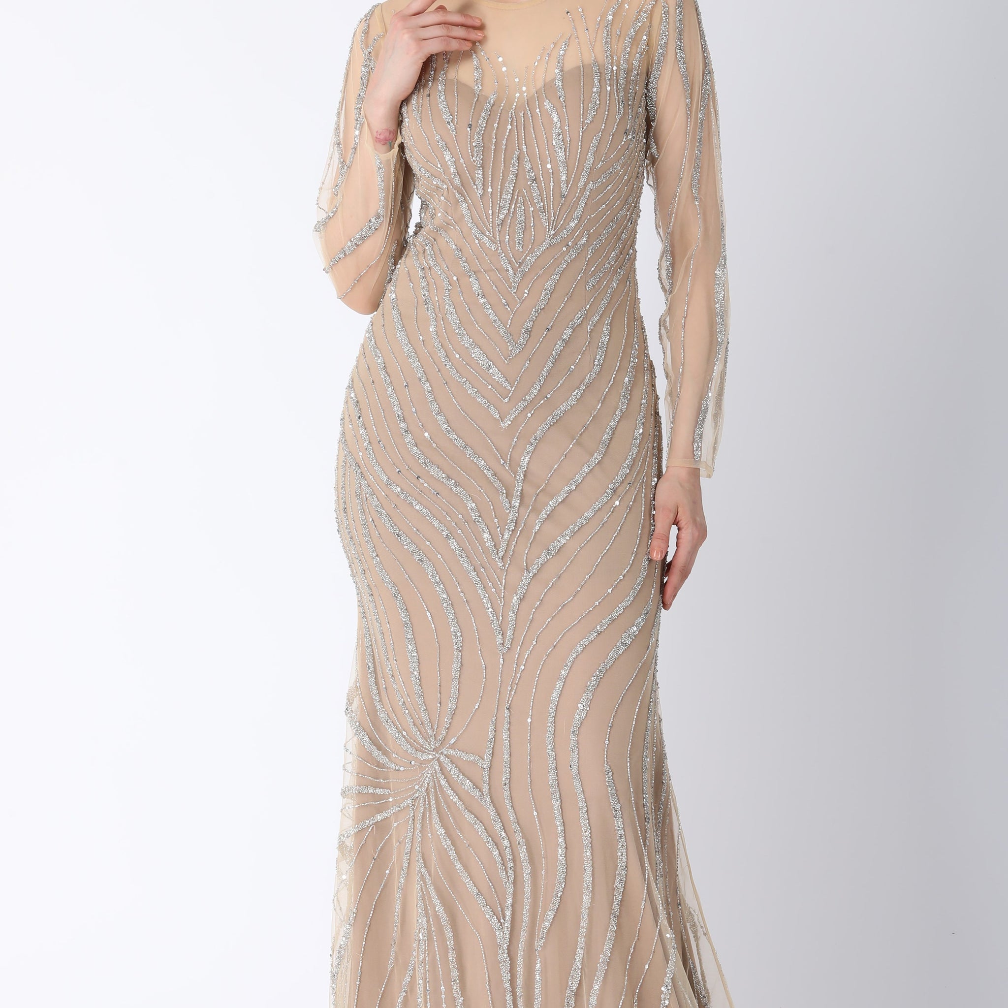 Beaded dress in beige