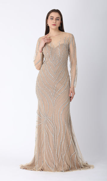 Beaded dress in beige