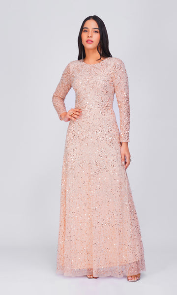 Luna Beige Glimmerkjole
