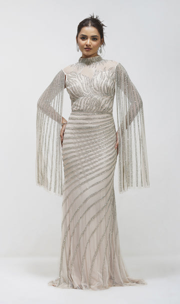 Bymila Beaded dress in beige