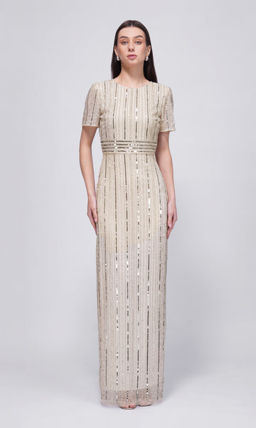 Liyana Cream Sequin Dress with Short Sleeves