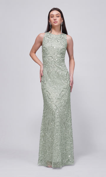 Clara Mint Green Maxi Dress with Open Back